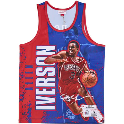 Basketbaltype Tanktop voor heren Nba Burst Mesh Tank nr. 3 Allen Iverson Phi76e Originele teamkleuren