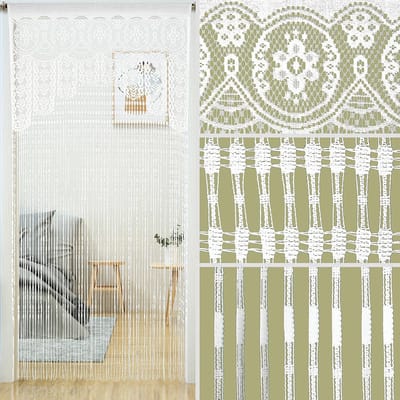 Deurgordijn van macramékant, bohemian gordijnen voor deuropeningen, kamerscherm, hippie raamgordijn, kamerscherm, wandgordijn, kastgordijnen voor slaapkamer, kastdeur, slaapkamer, keuken, decoratie (35×79 inch / 90×200 cm,1 stuk Wit)| Cyslmuk®