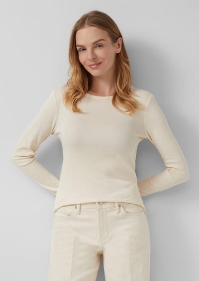 T-shirt van katoen met lange mouwen slim fit dames s.Oliver