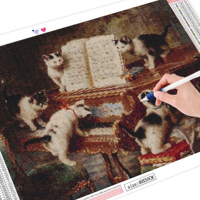 Peinture diamant 5D avec perceuse complète, broderie Animal chat, point de croix, vente de peinture avec diamants 20X30CM gray
