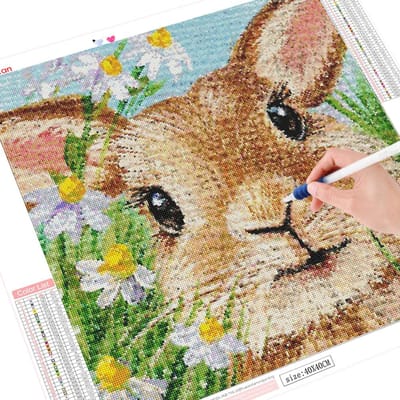 Volledige boor Diamantschilderen Konijn Diamantkunst Mozaïek Dier Borduurwerk 30x30CM beige