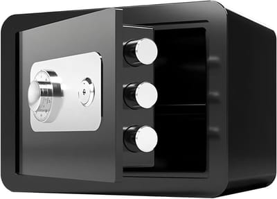 Mini kluis - Stalen kluis - Waardevolle spullen opbergen - Dubbel sluitsysteem - 30cm - Zwart
