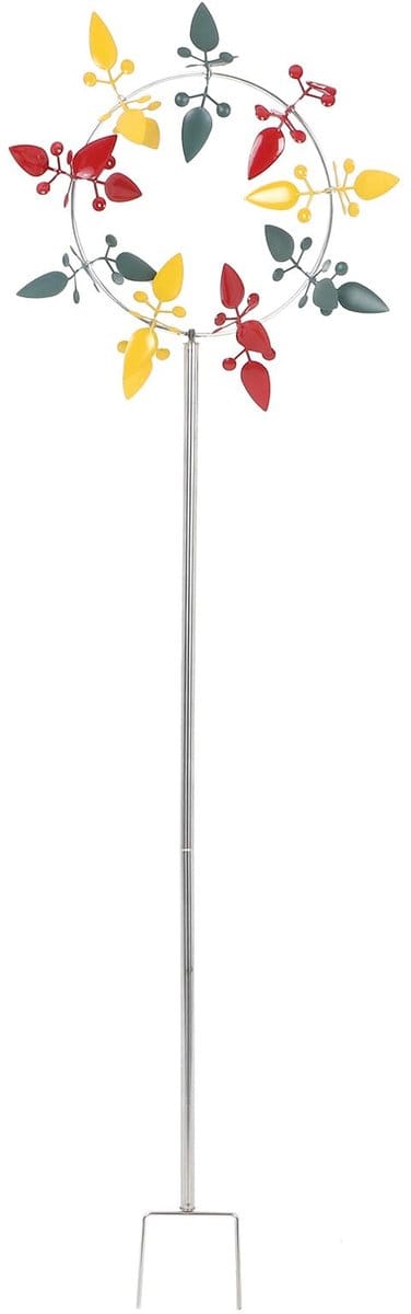 Drie kleuren magische 3D windmolen 32cm | 360° draaiende metalen windvanger | Sierlijke sculptuur als decoratie voor tuin en terras