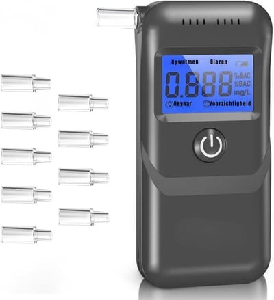 REN® Alcoholtesters - Alcoholtester - Blaastest Alcohol - Zwart - 16cm x 9cm x 2cm