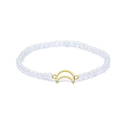 Armband maansteen elastisch met maan bedel