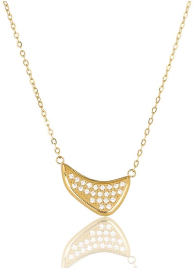 My Bendel - Goudkleurige Ketting met Zirkonia Steentjes Hanger - met Luxe Cadeauverpakking | Sieraden Voor Dames