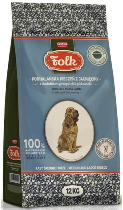 Folk Medium and large breeds Podhale-style lamb roast with quail and parsley - dry dog food - 12kg