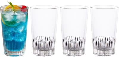 Excellent Houseware Excellent Houseware Drinkglazen - 4x stuks - glas - 410ml - longdrink - met streep - cocktailglazen - waterglazen - sapglazen