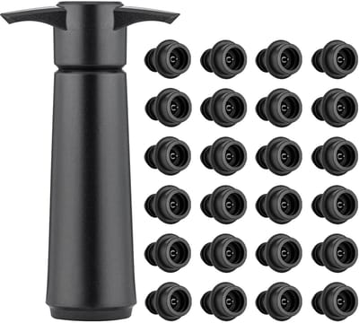 Dailygoods - Wijnvacuümpomp met 24 stoppen, wijndop, vacuüm wijnflessendop, wijnflessluiting, herbruikbare flessendop, wijn, vacuüm, houdt wijn vers (24 stoppers)