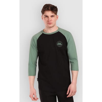 Horsefeathers Global Raglan T-shirt (zwart/ijsberggroen) - S
