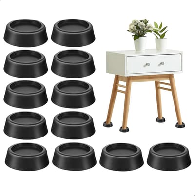 Set van 12 Zwarte Antislip Verhogers voor Meubelpoten: Tafel, Bed, Bureau