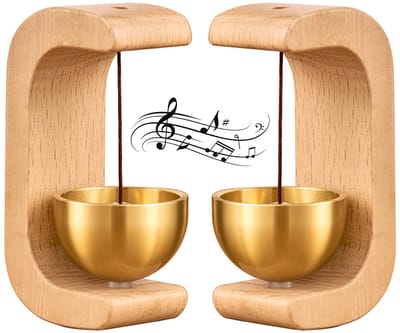 2 stuks Houten deurbel - Kerstdeurbel - Decoratieve deurbel - Magnetische deurbel - Deuropener - Jinglegeluid - Kan bij de ingang worden opgehangen - Ook geschikt voor deuren, muren, winkels, kledingkasten, koelkasten - Bruin