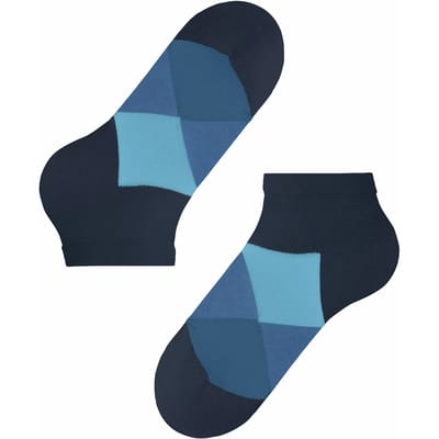 Burlington Clyde platte naad met argyle katoen sneakersokken enkelsokken heren blauw - maat 40-46
