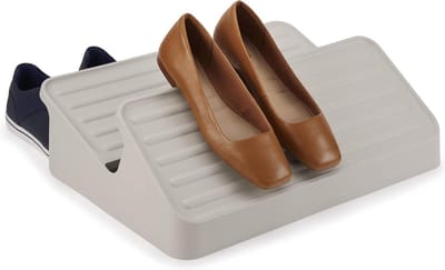 2-Laags Ruimtebesparende Schoenenrekhouder voor Maximaal 6 Paar Schoenen - Groot Formaat - Ecru