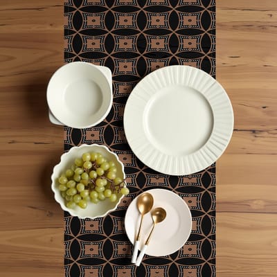 ABAKUHAUS Aboriginal Tafelloper – 40x180 cm – Polyester, donkerbruin/antraciet