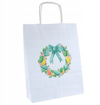 Papieren Paas-tas met kransprint - 24x10x32 cm