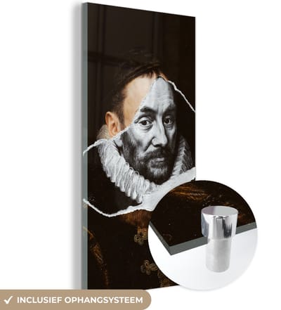 MuchoWow® Glasschilderij 20x40 cm - Schilderij acrylglas - Willem van Oranje - Oude Meesters - Adriaen Thomasz - Foto op glas - Schilderijen