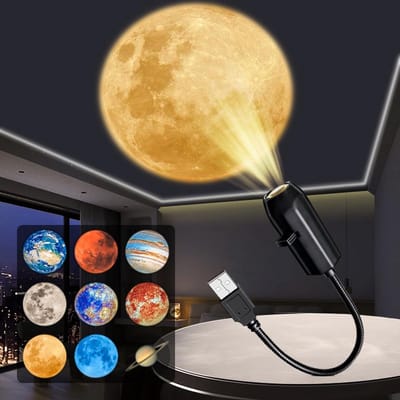 Daity Planeet-maanprojectoropname - romantische LED-nachtlamp slaapkamersfeer projectiedecoratie - sterrenplafondlamp (planeetserie)