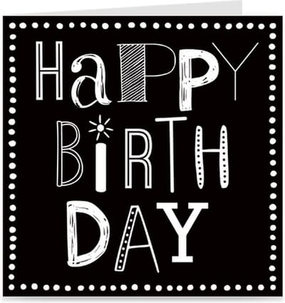 HAPPY BIRTHDAY | verjaardagskaart / wenskaart / kaart met envelop | jarig / verjaardag | font party