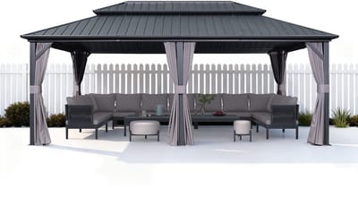 PURPLE LEAF Hardtop Alu Gartenpavillon – Dubbel Top – Galvanised Steel Roof – Wind en Weerbestendig