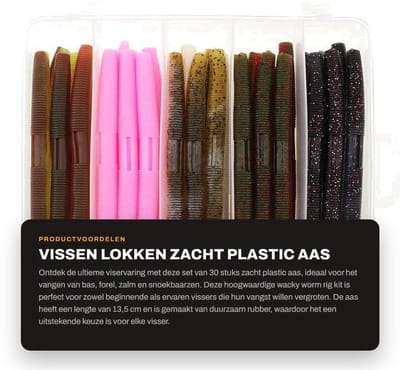Dailygoods- Kunstaas Set 30 Stuks - Zacht Plastic Aas - Senko Wormen - Wacky Worm Rig - 13,5 cm - Rubber Aas met Verleidelijke Staart - Aasworm