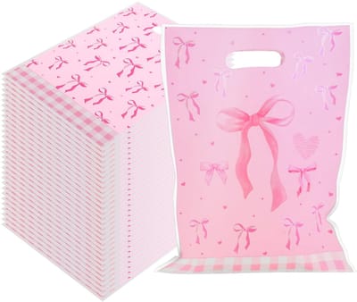 Dailygoods- Giftzakken 50 Stuks - Roze Boog - Feestzakken - Uitdeelzakjes - Party Favor Bags - Voor Feestbenodigdheden - Feestzakjes
