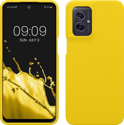 kwmobile telefoonhoesje geschikt voor Motorola Moto G55 5G - Hoesje met siliconen coating - Smartphone case in stralend geel