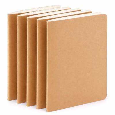 VHV - Notitieboek - 5-delige Kraft Schriften Gelinieerd - Geel voor School en Kantoor