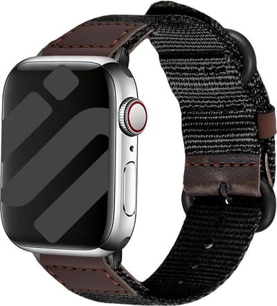 Strap-it Canvas/Nylon Bandje – ademend, verstelbaar, lichtgewicht – Zwart – geschikt voor Apple Watch 1/2/3/4/5/6/7/8/9/10/11/SE/Ultra (2/3)- 44/45/46/49mm