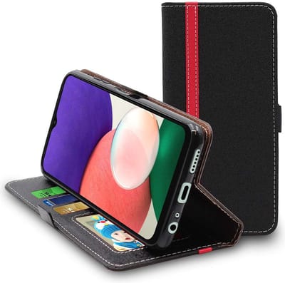 ebestStar - Hoes geschikt voor Samsung Galaxy A22 5G, Wallet Etui, Book case hoesje, Zwart, Rood