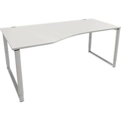 Schäfer Shop  Genius Free-form bureau MODENA FLEX, beugelvoet, handmatig in hoogte verstelbaar, linkeruitbouw, B 1800 mm, lichtgrijs