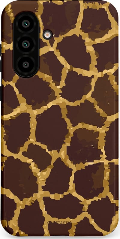 Casetastic hoesje geschikt voor Samsung Galaxy A36 / Samsung Galaxy A56 - Dubbellaagse bescherming - Afrikaanse Giraffenprint - Fashion Case - Zwart Bruin Goud Olijfgroen