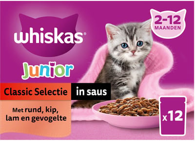 Whiskas Junior Natvoer - Classic Selectie in Saus - 24 x 85 gram