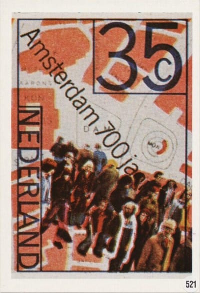 Briefkaart met afbeelding Amsterdam 700 jaar postzegel