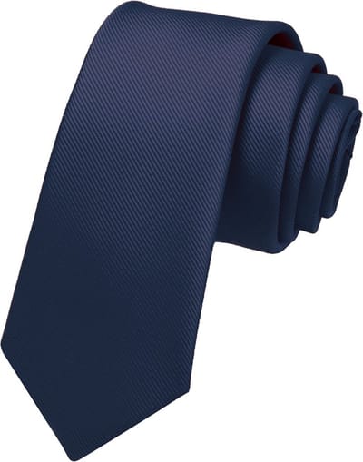 Fako Fashion - Fijne Stropdas - Gestreept - Ribstructuur - 100% Zijde - Effen - 6cm - 145cm - Navy Blauw