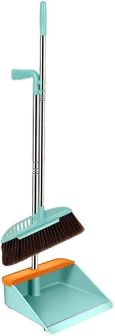 Bezem en Stoffer Set - Stoffer en Blik - Binnen Schoonmaken - Naadloze Vloeraansluiting - 84.5 cm - Blauw
