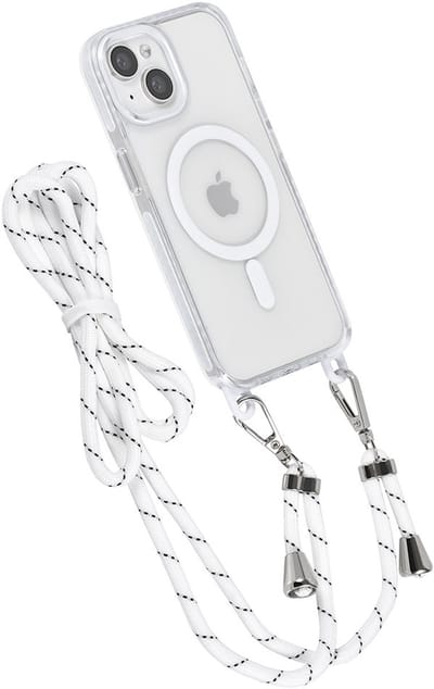 TUNIQ telefoonhoesje voor Apple iPhone 14 - MagSafe backcover met koord - Wit
