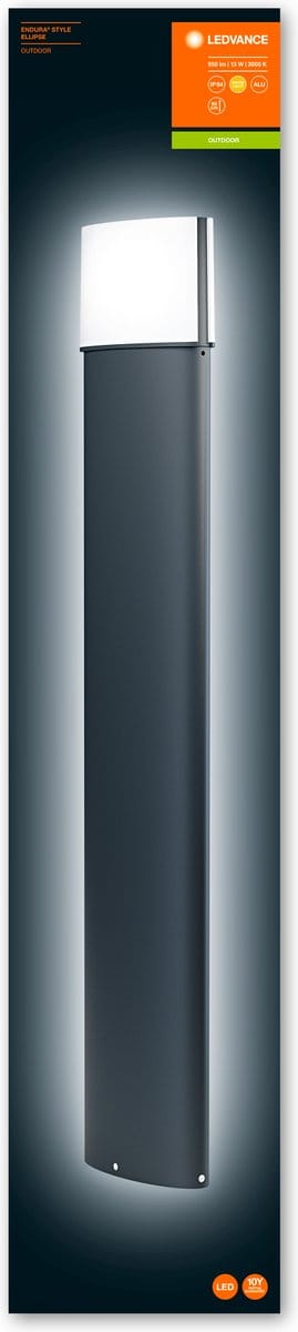 LEDVANCE Wand- en plafondarmatuur LED: voor muur, ENDURA STYLE ELLIPSE / 12,5- W, 22-…24- V, Warm wit, 3- K, body materiaal: aluminum, IP44