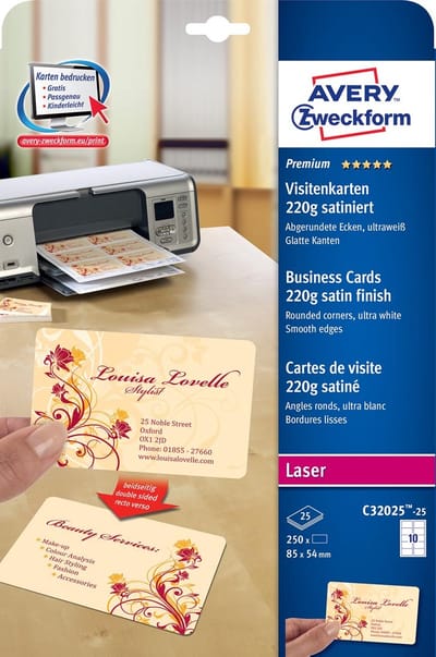 Huismerk Avery C32025 Visitekaartjes 85x54mm Wit