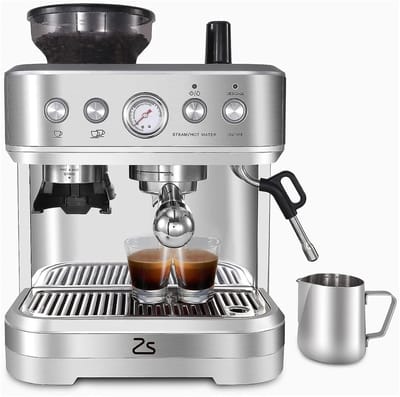 CYRO - Espressomachine - Espressomachines - Espresso Machine - met Melkopschuimer en Molen - Koffiezetapparaat - RVS - Zilver