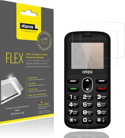 dipos – 2x Beschermfolie geschikt voor INOI 148 Senior 4G | 3D Full Cover Screenprotector | 100% Passend