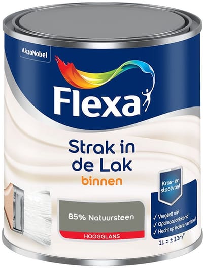 Flexa - Strak In De Lak Binnenlak Hoogglans - 85% Natuursteen - Mengverf - 1 L