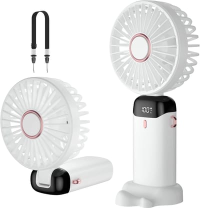 SnelShoppen - Rafada Handventilator Draagbare Mini-Ventilator Oplaadbaar met 5 Snelheden, 4200 mAh Accu, Opvouwbare USB-Ventilator voor Kantoor, Reize