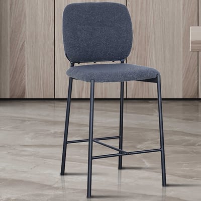 Barstoel Sophia | 45 X 56 X 99 Cm | Donkergrijs - Rousseau - Barstoel - Grijs - Stof - Set Van 2