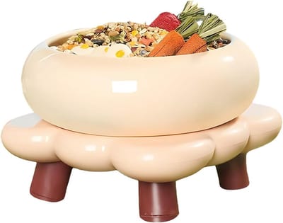 Hamster Drinkbak - Knaagdier Voerbak - Veilig Eten - Keramisch Antislip - 17x17x11.5 cm - Wit