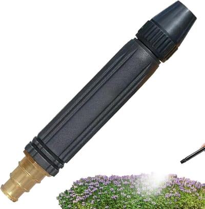 Hogedruk Sproeikop - Krachtige Sproeier - Reinigen en Besproeien - Verstelbare Straal - 17 cm Lengte - Metaal