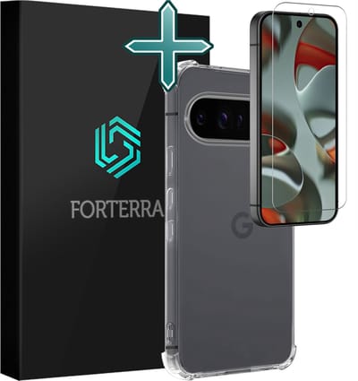 Hoesje Met Screenprotector - Geschikt voor Google Pixel 9 Pro - Sterk & Shockproof - Back Cover - Siliconen Case - Telefoon Hoes - Shock Proof - Transparant