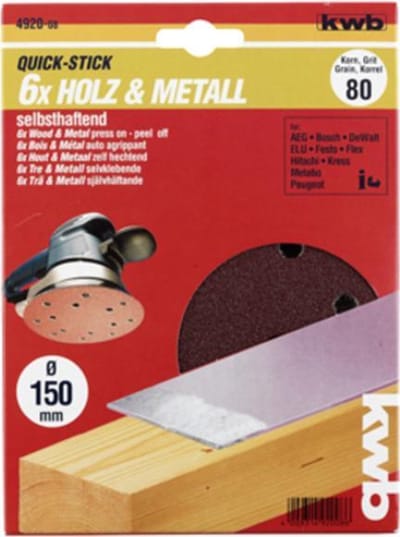 KWB schuurschijf Ø 150 mm - Korrel 60 - Klittenbandhechting - 492006 - 5 stuks