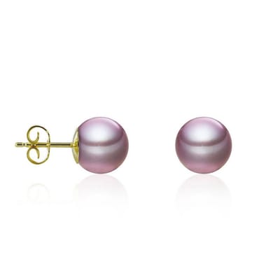 Luna-Pearls - 311.2042 - Oorstekers - Dames - 750 Geelgoud - Zoetwatercultuurparel Ming
