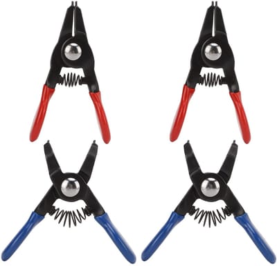 Allecto - Mini borgringtangset - 4-delige metalen borgveertangset - Universeel - Klein en handzaam - Voor interne en externe borgringen - Ergonomis...